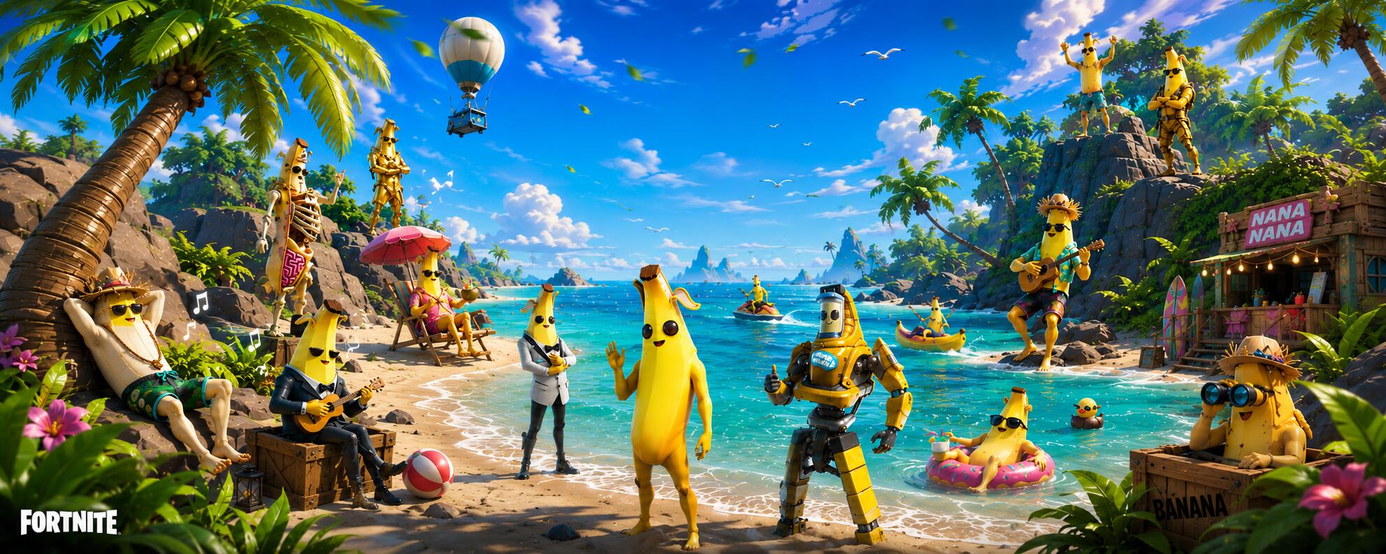 Discovery splash banner for Peely | Fortnite Discord server