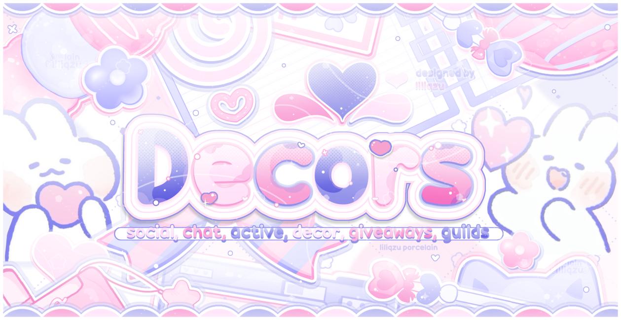 Discovery splash banner for slow revamp ⿻ 🪽 decors ᨩ chat ⊹ social ⊹ decor ⊹ giveaways Discord server