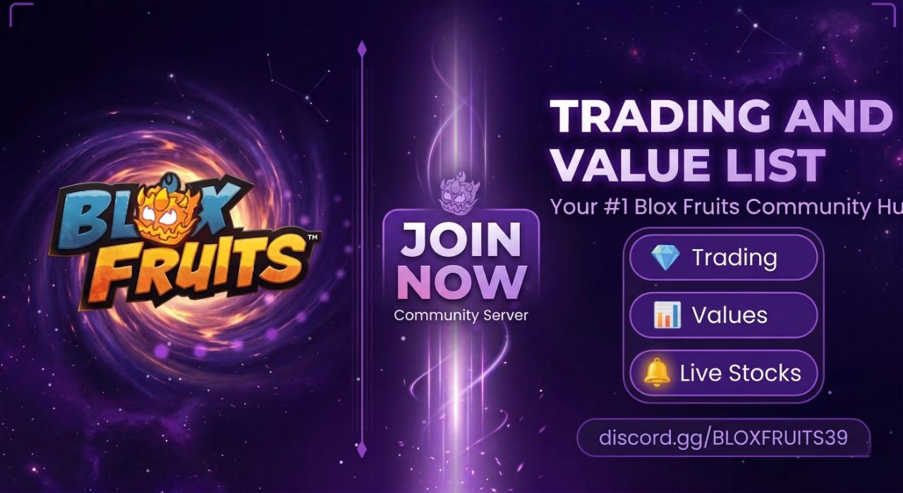 Discovery splash banner for Blox Fruits | Trading & Value List Discord server