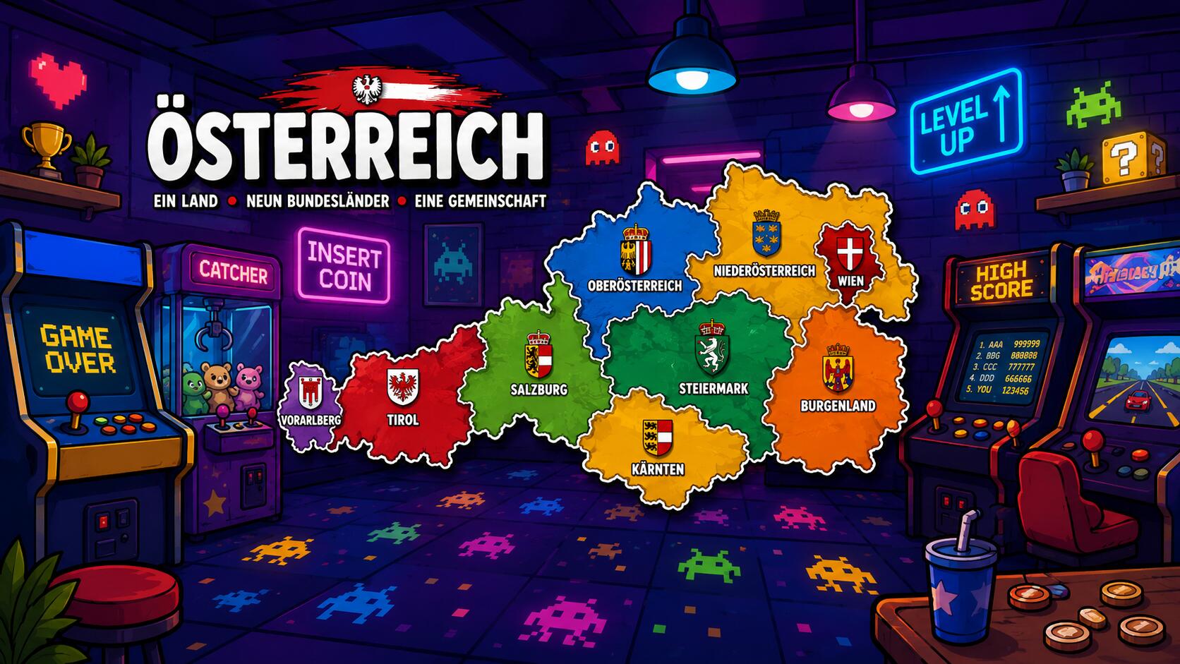 Discovery splash banner for Austrian Arcade Discord server