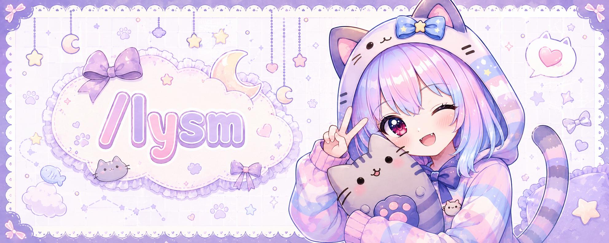 Discovery splash banner for lysm โกใ๐ask2dm โ chatting โ friends โ vc โ semi-tox โ ๐๐๐ โ guild-tags โ pusheen โ giveaways Discord server
