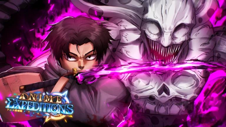 Discovery splash banner for Anime Expeditions | Roblox Discord server