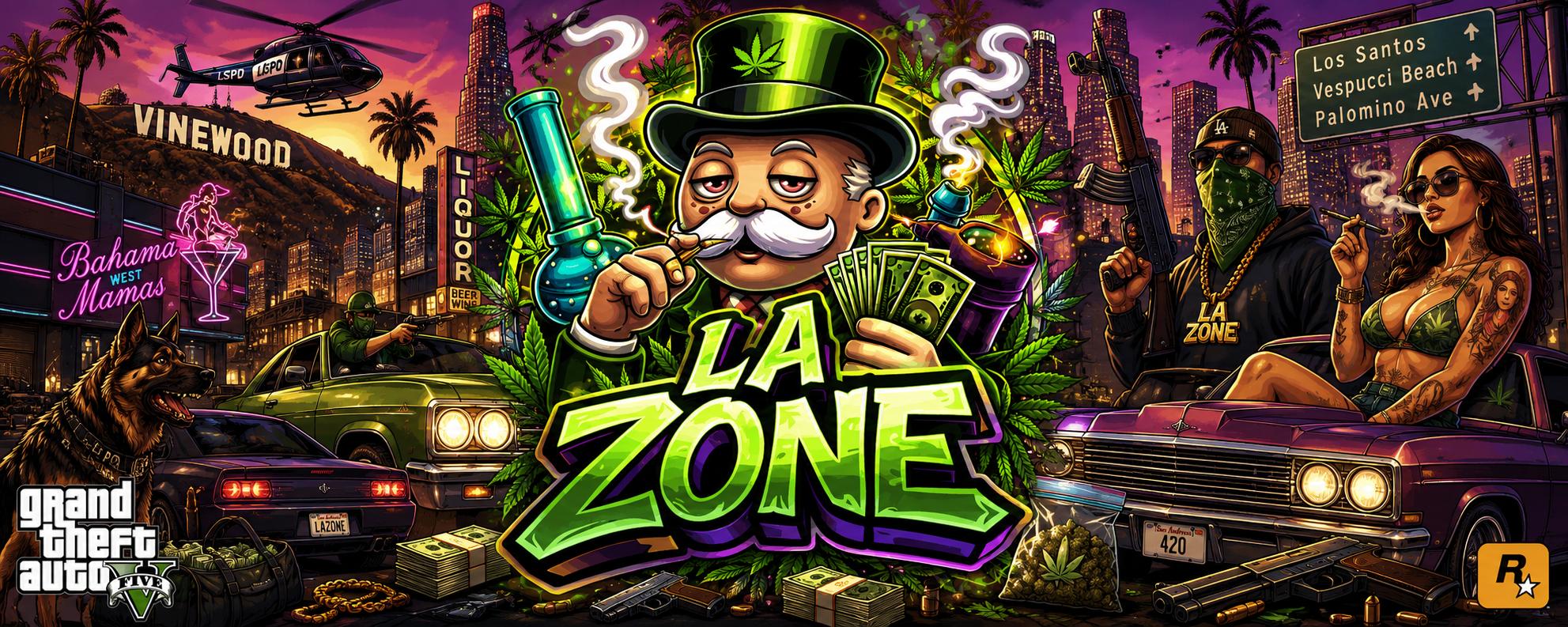 Discovery splash banner for 𝐿𝒜 𝒵𝒪𝒩𝐸 Discord server
