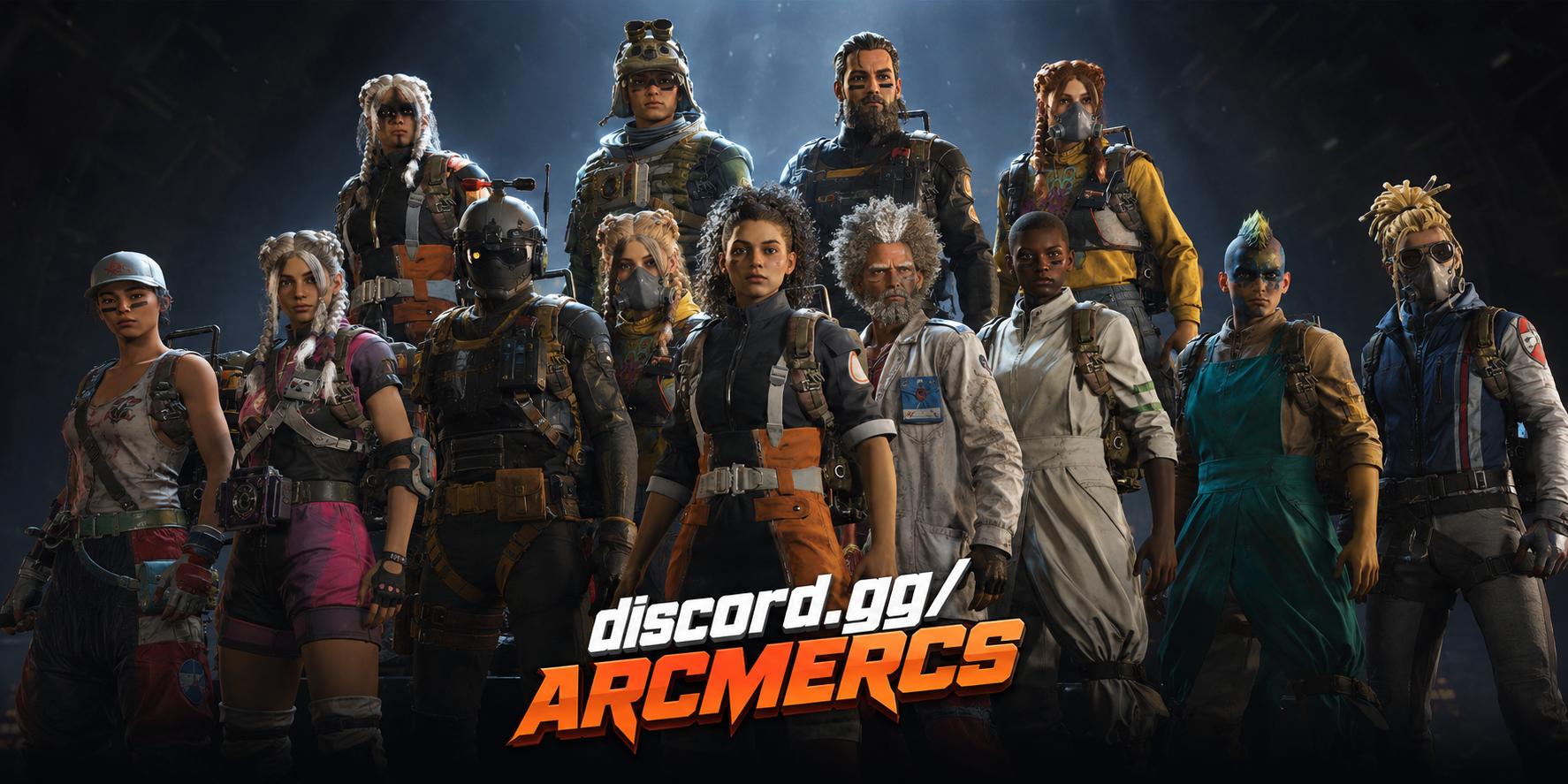 Discovery splash banner for ARC Mercenaries Discord server